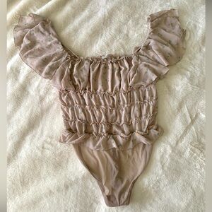 Ne ruffled thong bodysuit